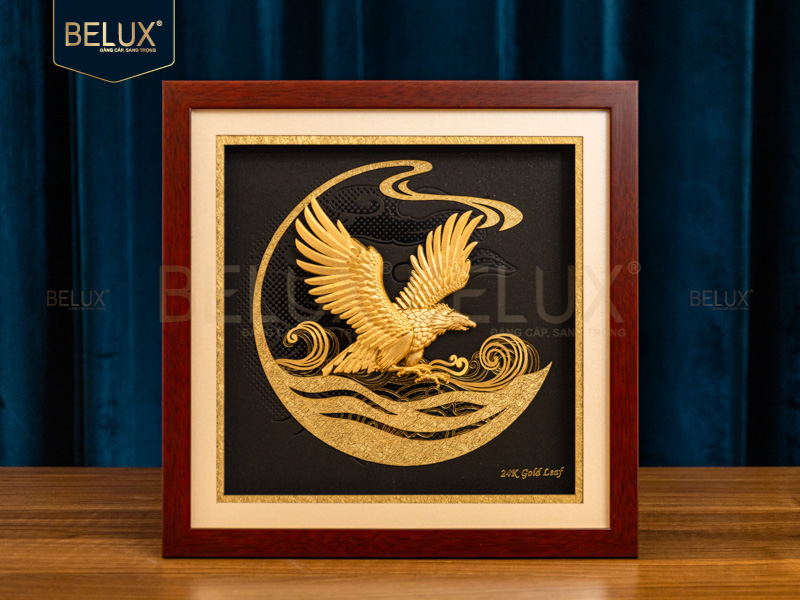 Tranh Đại Bàng Dát Vàng 24k 30x30cm